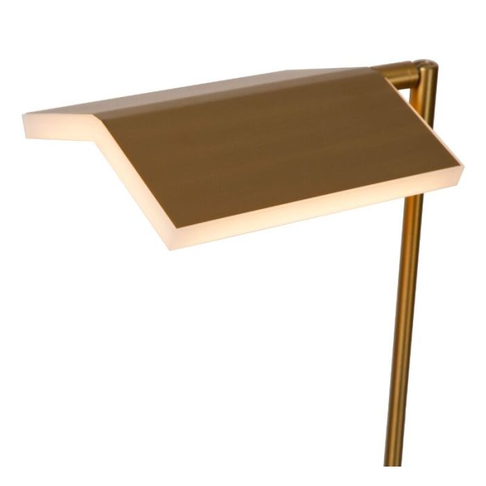 Messing staande leeslamp modern, Aaron, 12W, 2700K LED, met touchdimmer
