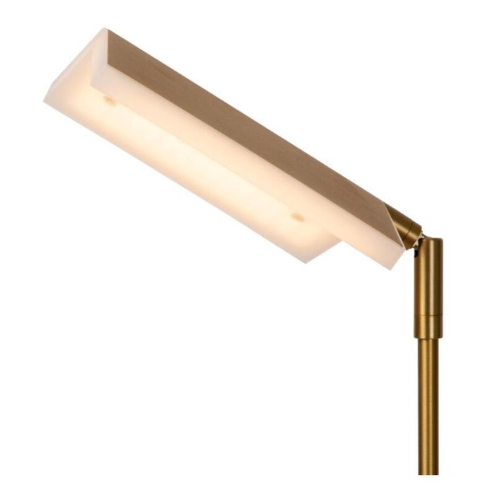 Messing staande leeslamp modern, Aaron, 12W, 2700K LED, met touchdimmer