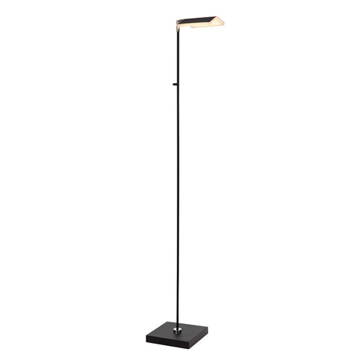 Zwarte staande leeslamp modern, Aaron, 12W, 2700K LED, met touchdimmer