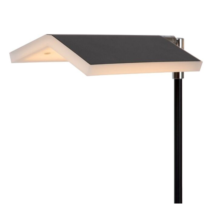 Zwarte staande leeslamp modern, Aaron, 12W, 2700K LED, met touchdimmer