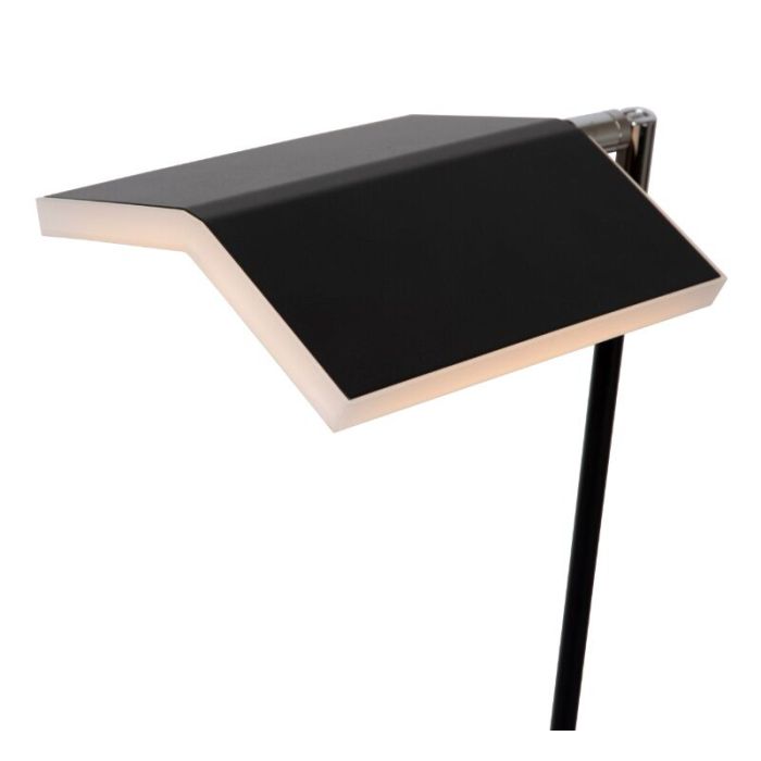 Zwarte staande leeslamp modern, Aaron, 12W, 2700K LED, met touchdimmer