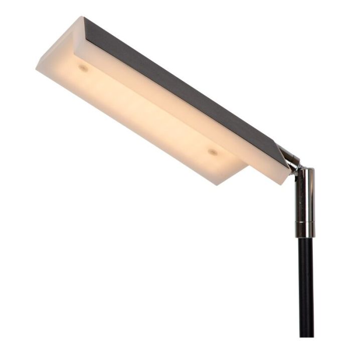 Zwarte staande leeslamp modern, Aaron, 12W, 2700K LED, met touchdimmer