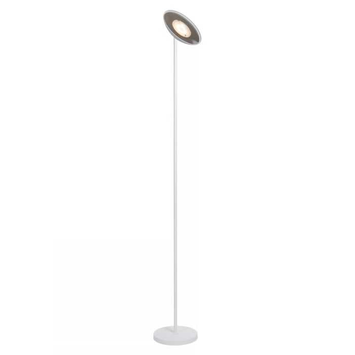 Witte staande leeslamp modern, Zenith, 20W, 3000K LED, met touchdimmer