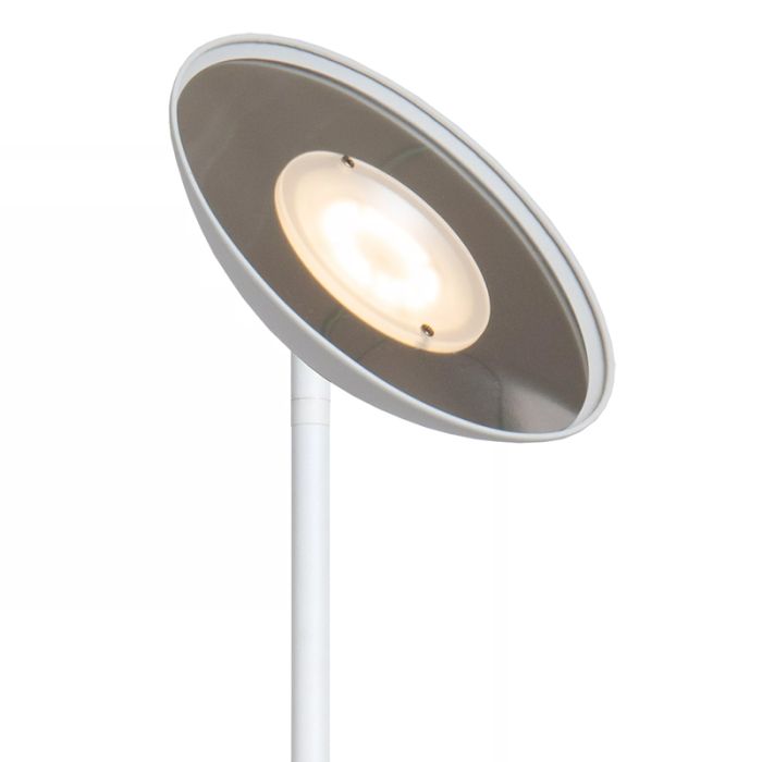 Witte staande leeslamp modern, Zenith, 20W, 3000K LED, met touchdimmer