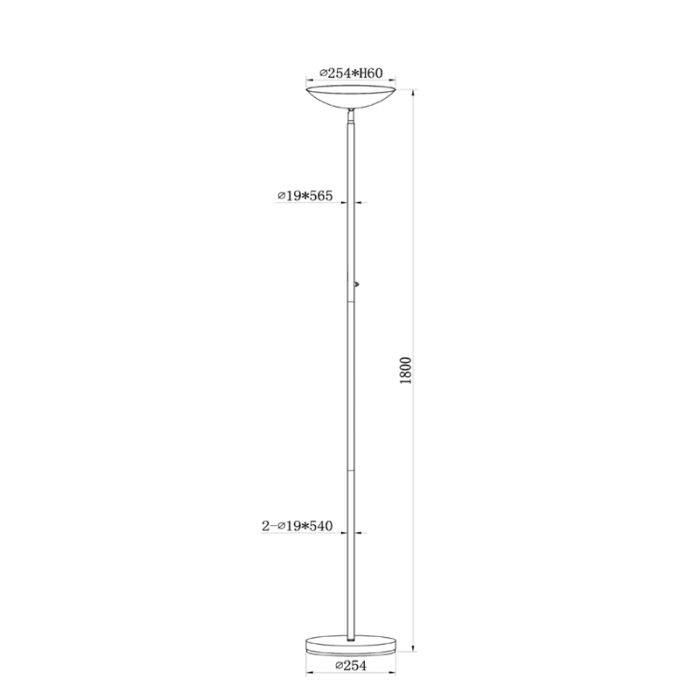 Witte staande leeslamp modern, Zenith, 20W, 3000K LED, met touchdimmer