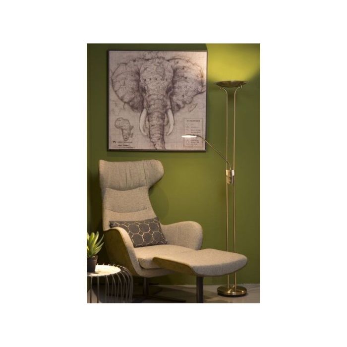 Bronzen staande leeslamp modern, Champion, 20W, 3000K LED, met schakelaar