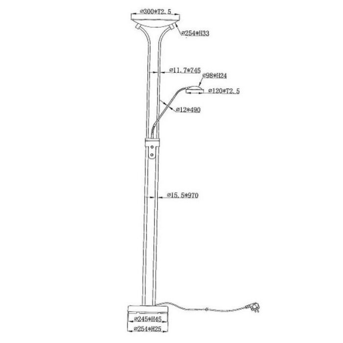Bronzen staande leeslamp modern, Champion, 20W, 3000K LED, met schakelaar