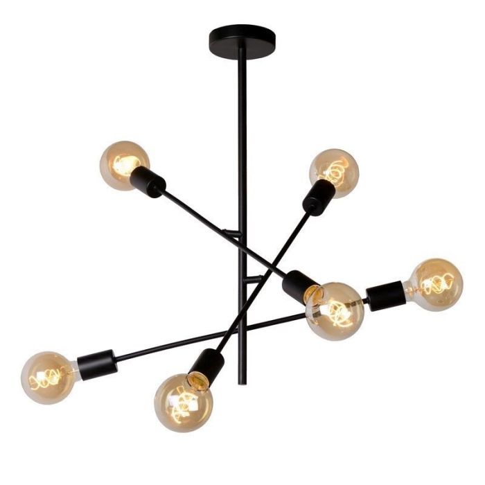 Moderne plafondlamp Lester, Zwart en Nikkel