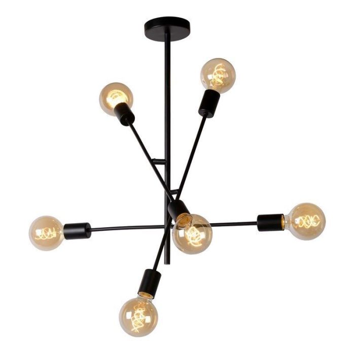 Moderne plafondlamp Lester, Zwart en Nikkel