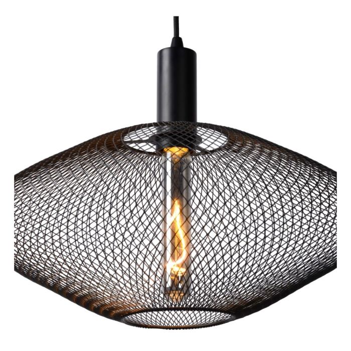 Zwarte hanglamp Mesh, metaal