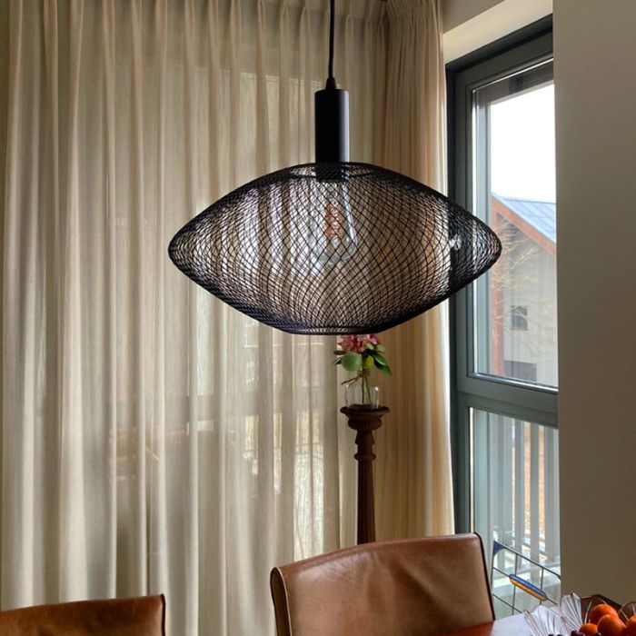Zwarte hanglamp Mesh, metaal