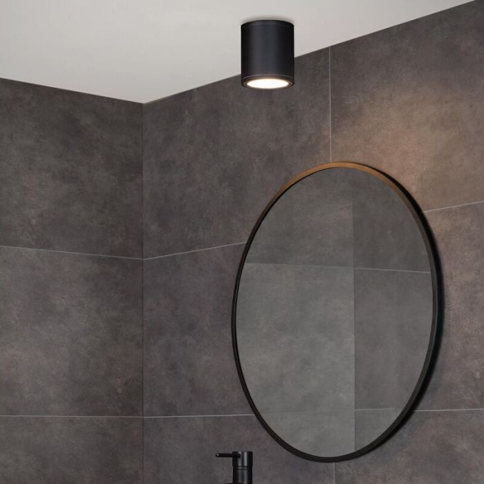 Zwarte plafondspot Aven, aluminium, IP65