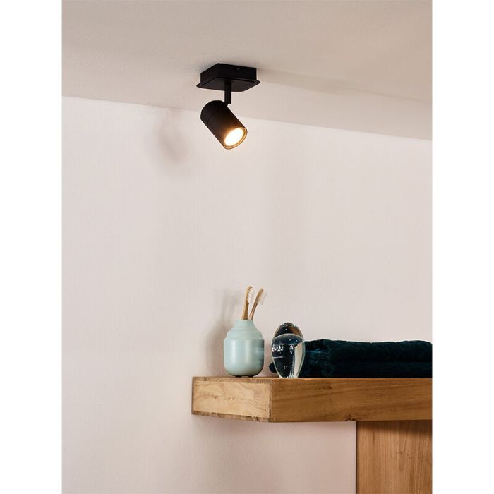 Zwarte moderne plafondlamp, Lennert, metaal, IP44