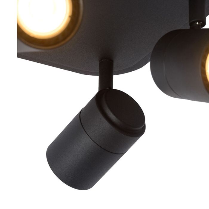 Zwarte moderne plafondlamp, Lennert, metaal, IP44