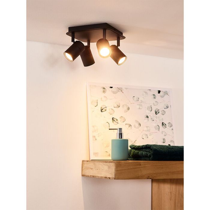 Zwarte moderne plafondlamp, Lennert, metaal, IP44
