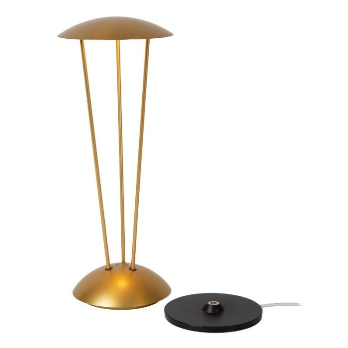 Messing oplaadbare buiten tafellamp modern, Renee, 2,2W, 2700K LED, IP54, met touchdimmer