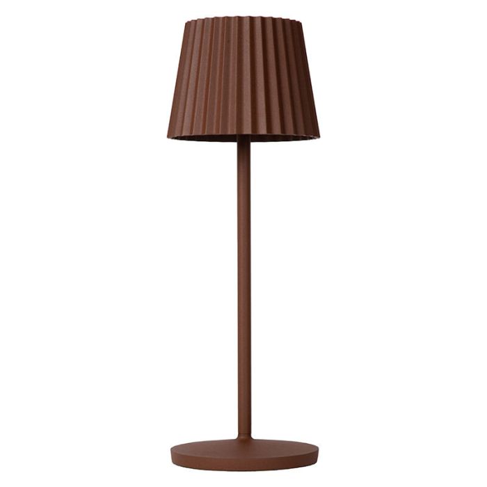 Roestkleurige buiten tafellamp landelijk, Justine, 2W, 2700K LED, IP54, met touchdimmer