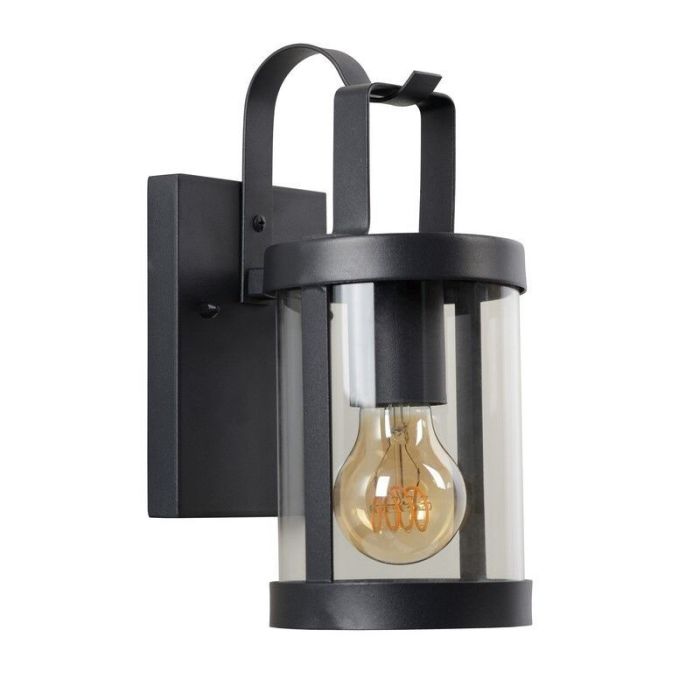 Zwarte wandlamp Lindelo, Rond