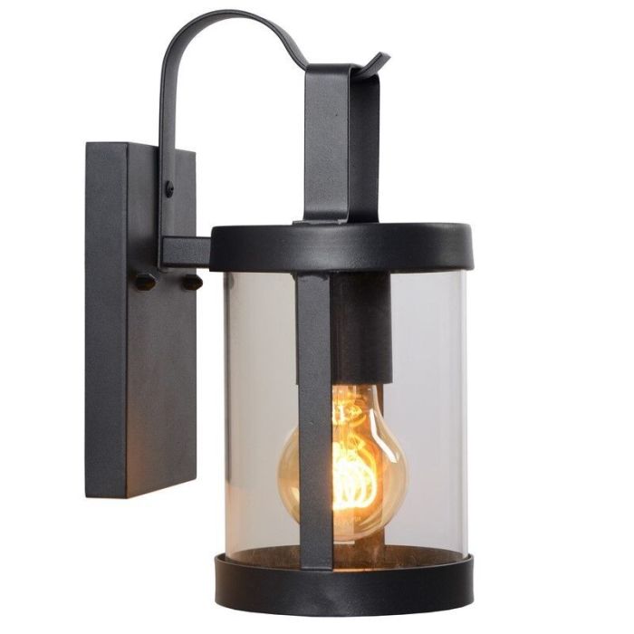 Zwarte wandlamp Lindelo, Rond
