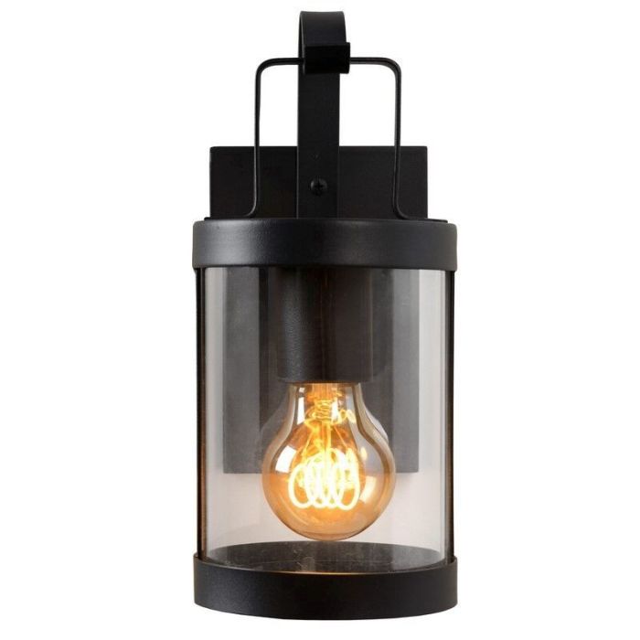 Zwarte wandlamp Lindelo, Rond
