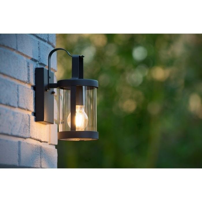 Zwarte wandlamp Lindelo, Rond