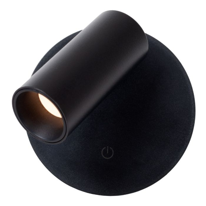 Zwarte oplaadbare wandlamp modern, Toni, 2W, 2700-4000K, met touchdimmer