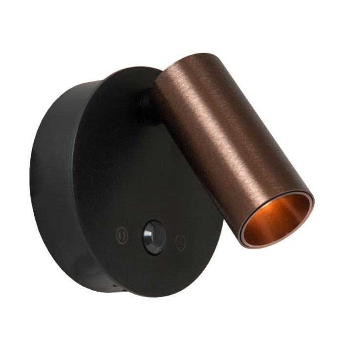 Bruine oplaadbare wandlamp modern, Toni, 2W, 2700-4000K, met touchdimmer