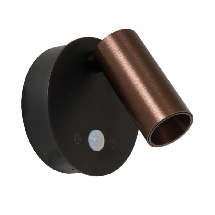 Bruine oplaadbare wandlamp modern, Toni, 2W, 2700-4000K, met touchdimmer