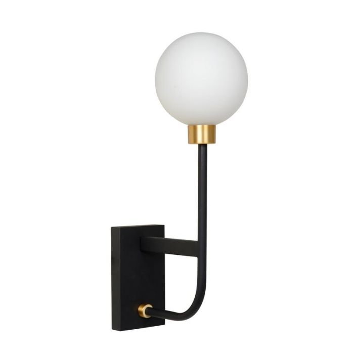 Zwarte wandspot Berend, glas, IP44