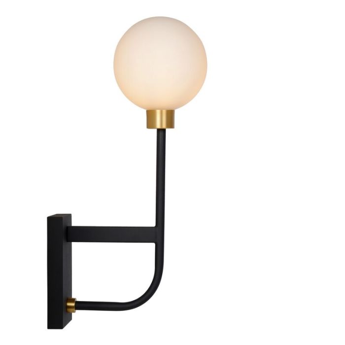 Zwarte wandspot Berend, glas, IP44