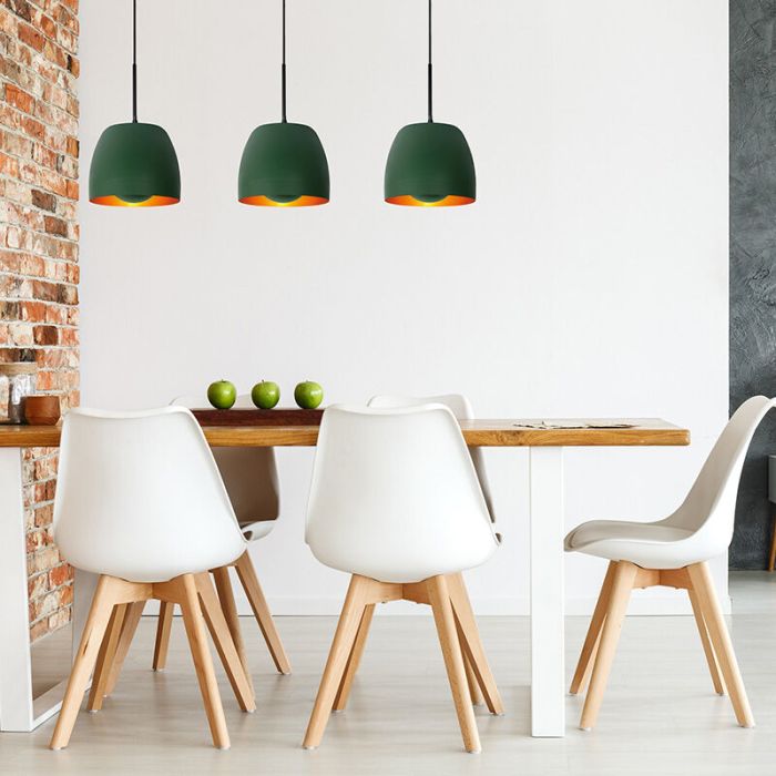 Groene klassieke hanglamp, Nolan, metaal