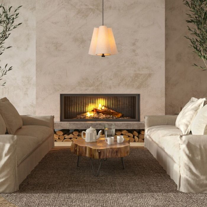 Beige hanglamp stof, Gregory
