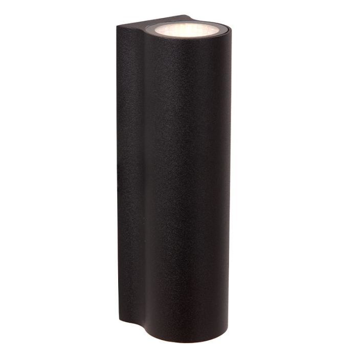 Zwarte up down wandlamp modern, Akra, 6W, 3000K LED, IP54