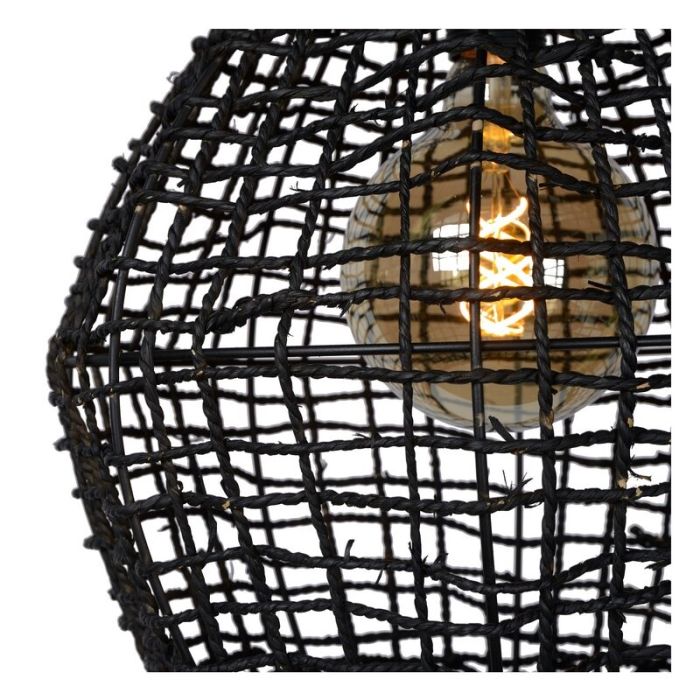 Zwarte hanglamp Alban, rotan