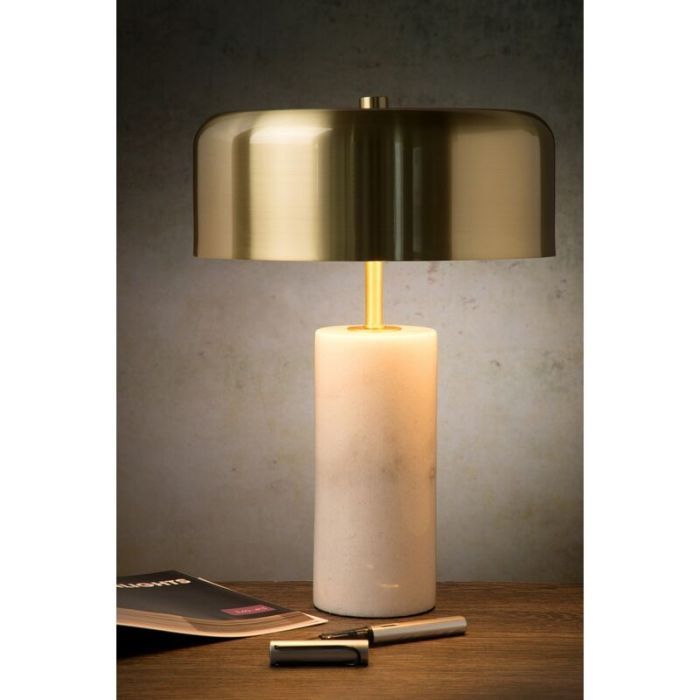 Witte tafellamp Mirasol, marmer