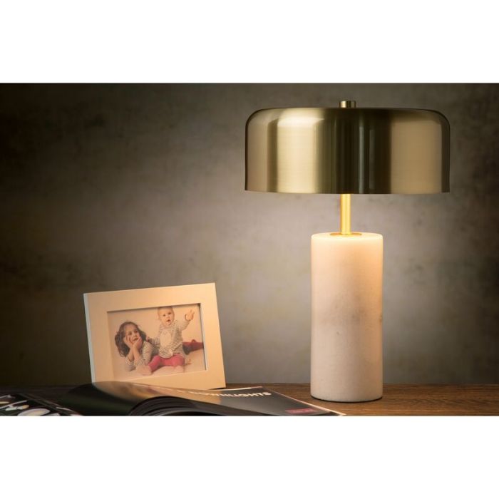 Witte tafellamp Mirasol, marmer