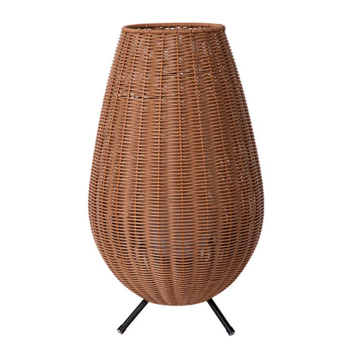 Bruine buiten tafellamp landelijk, Colin, 3W, 3000K LED, IP44, 3-staps dimbaar
