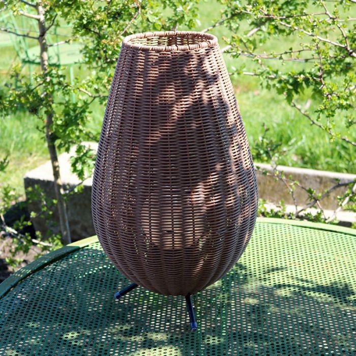 Bruine buiten tafellamp landelijk, Colin, 3W, 3000K LED, IP44, 3-staps dimbaar