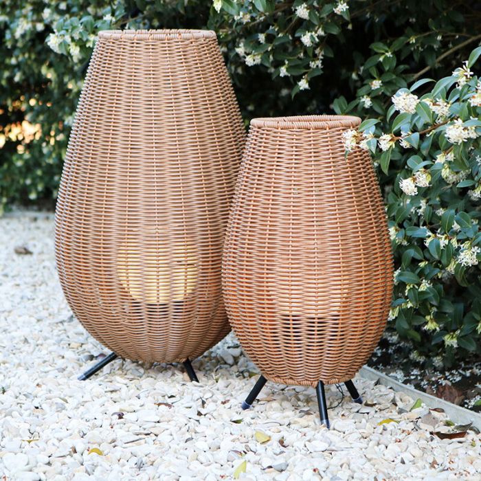 Bruine buiten tafellamp landelijk, Colin, 3W, 3000K LED, IP44, 3-staps dimbaar
