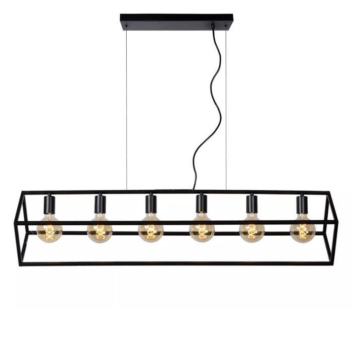 Zwarte moderne hanglamp, Fabian, metaal