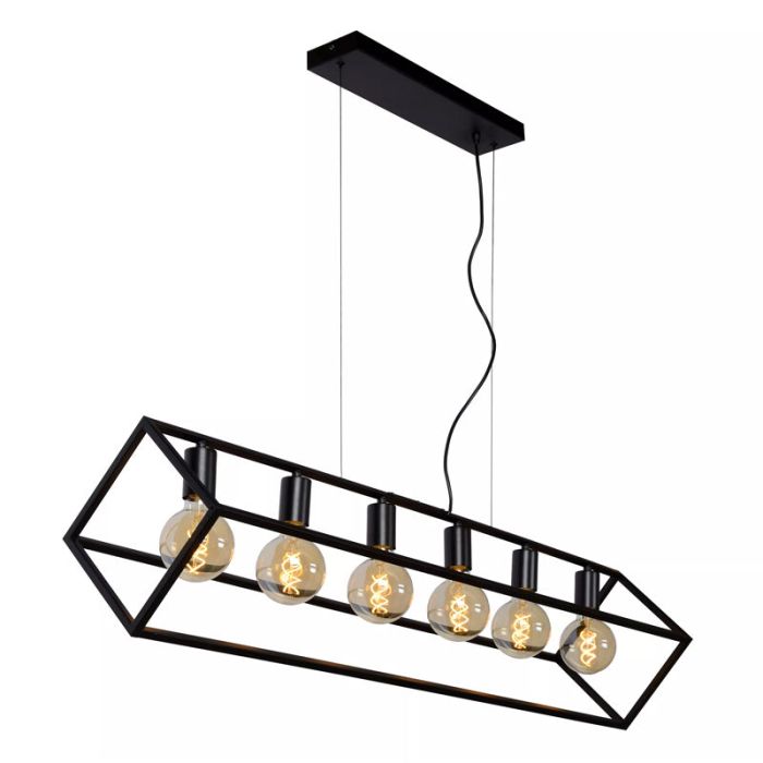 Zwarte moderne hanglamp, Fabian, metaal