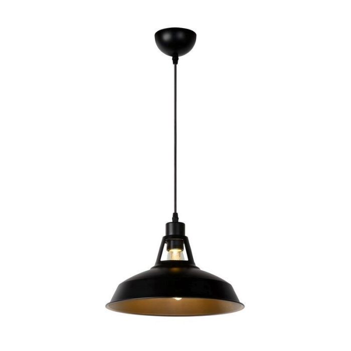 Industriele hanglamp Brassy, Zwart