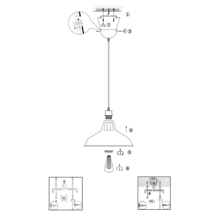 Industriele hanglamp Brassy, Zwart