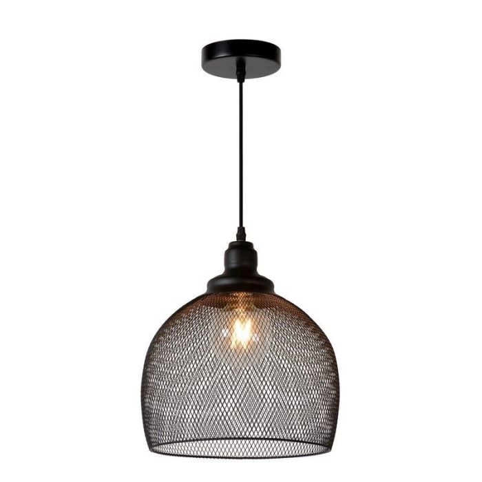 Retro hanglamp Mesh, Zwart