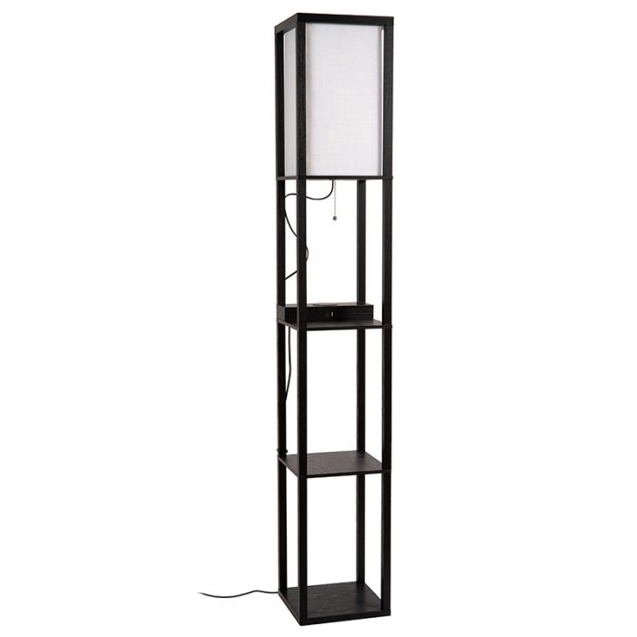 Zwarte vloerlamp modern, Menno, met trekschakelaar