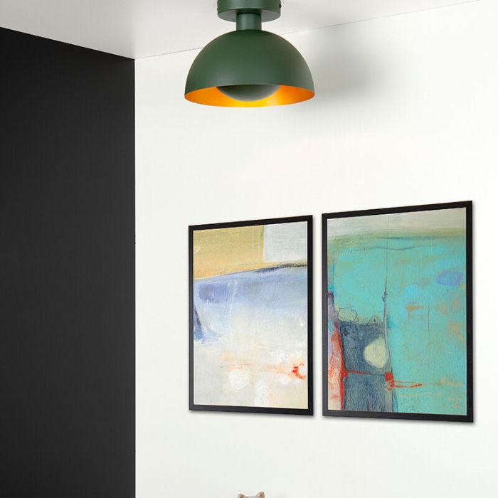 Groene moderne plafonniere, Siemon, metaal