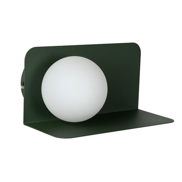 Groene retro wandlamp, Bonni, glas