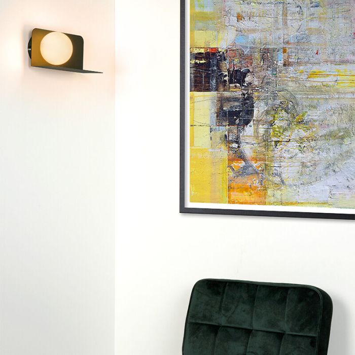 Groene retro wandlamp, Bonni, glas