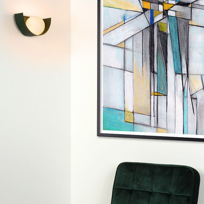 Groene retro wandlamp, Benni, glas