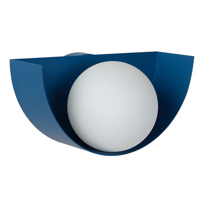 Blauwe retro wandlamp, Benni, glas